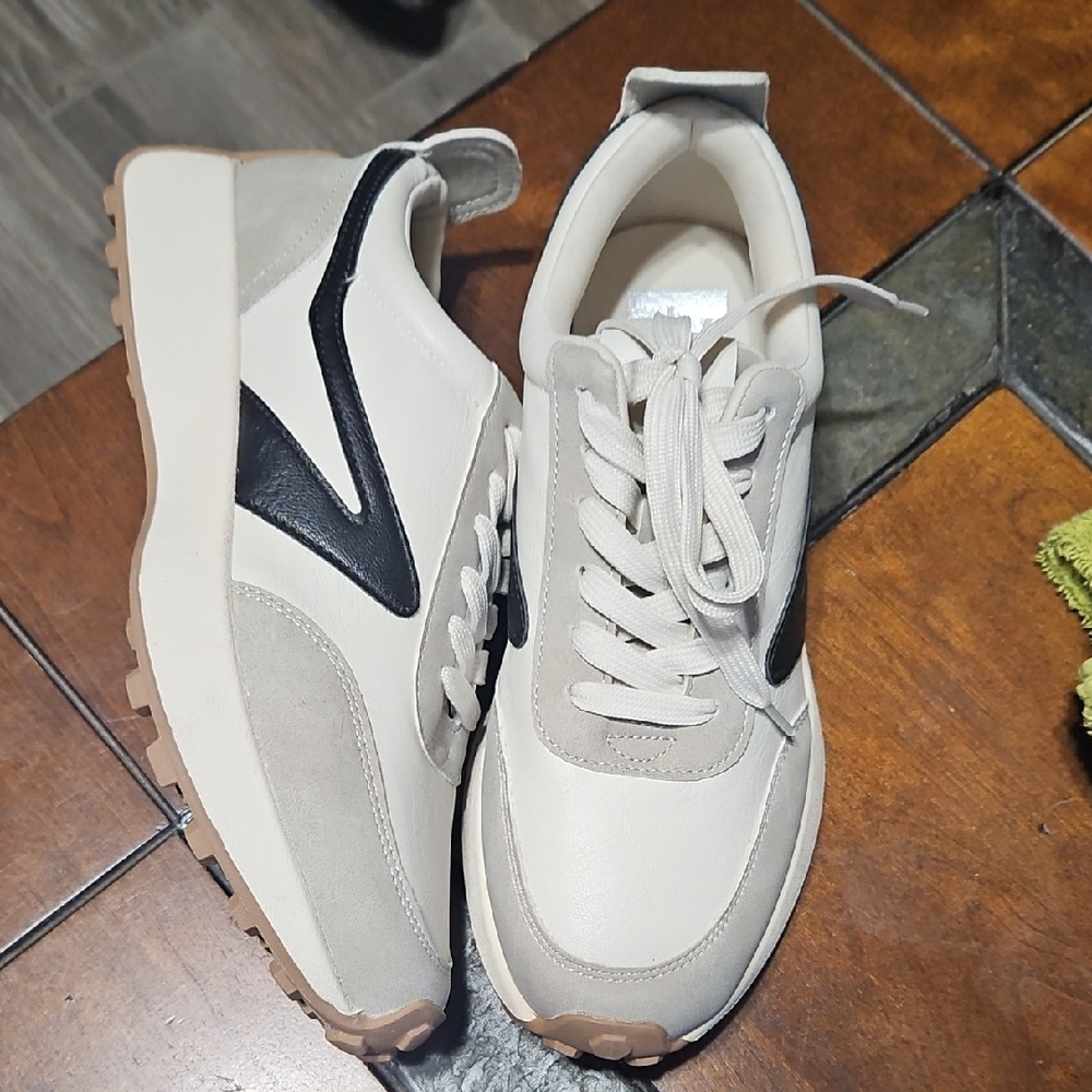 Dolce Vita White and Black Sneakers